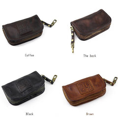 Black Leather Men's Key Holders Wallet Car Keys Wallet Brown Zipper Key Wallets For Men - iwalletsmen