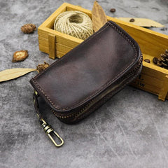 Black Leather Men's Key Holders Wallet Car Keys Wallet Brown Zipper Key Wallets For Men - iwalletsmen