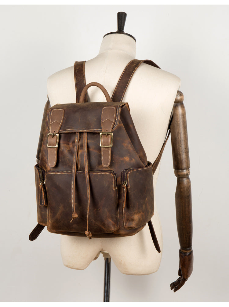 13 laptop travel backpacks Dark Brown Mens Leather 13 inches Laptop Computer Backpacks Cool Trave – iwalletsmen