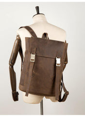 Casual Dark Brown Leather Mens 14 inches School Backpacks Satchel Backpack Computer Backpack for Men - iwalletsmen