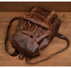 Casual Brown Leather Mens 15 inches Laptop Backpack Travel Backpack Brown School Backpack for Men - iwalletsmen