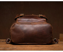 Casual Brown Leather Mens 15 inches Laptop Backpack Travel Backpack Brown School Backpack for Men - iwalletsmen