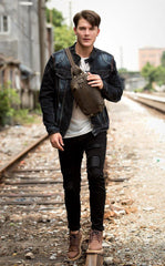 Casual Dark Brown Leather Mens One Shoulder Backpacks Sling Bags Chest Bags for Men - iwalletsmen