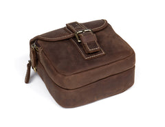 Dark Brown Casual Leather Mens Small Side Bag Messenger Bag Waist Bag Belt Pouch for Men - iwalletsmen