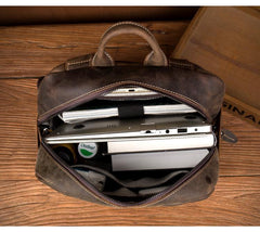 Casual Brown Mens Leather 14-inch Computer Backpacks Coffee Travel Backpack School Backpacks for men - iwalletsmen