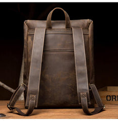 Casual Brown Mens Leather 15-inch Computer Backpacks Brown Travel Backpack School Backpacks for men - iwalletsmen