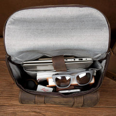 Casual Brown Mens Leather 15-inch Computer Backpacks Brown Travel Backpack School Backpacks for men - iwalletsmen