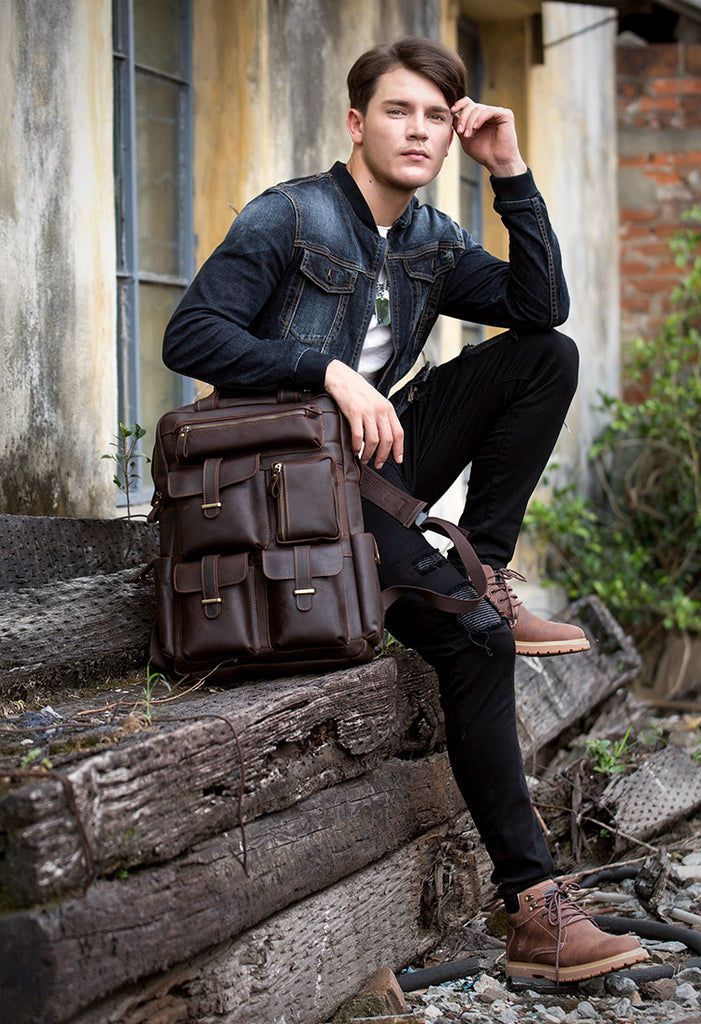 Polare leather backpack top