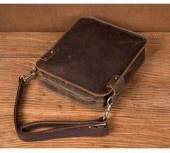 Vintage Dark Brown Cool Leather 12 inches Vertical Courier Bag Messenger Bags for Men - iwalletsmen