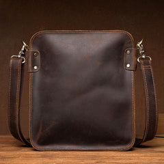 Vintage Dark Brown Cool Leather 12 inches Vertical Courier Bag Messenger Bags for Men - iwalletsmen
