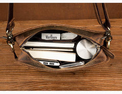 Vintage Dark Brown Cool Leather 12 inches Vertical Courier Bag Messenger Bags for Men - iwalletsmen