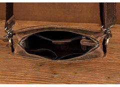 Vintage Dark Brown Cool Leather 12 inches Vertical Courier Bag Messenger Bags for Men - iwalletsmen