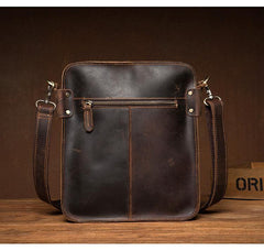 Vintage Dark Brown Cool Leather 12 inches Vertical Courier Bag Messenger Bags for Men - iwalletsmen