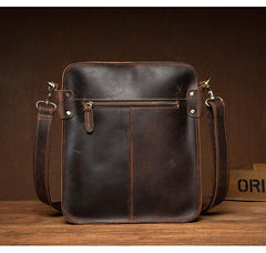 Vintage Dark Brown Cool Leather 12 inches Vertical Courier Bag Messenger Bags for Men - iwalletsmen