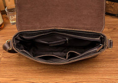 Cool Dark Coffee Leather 13 inches Postman Bag Messenger Bags Side Bag for Men - iwalletsmen