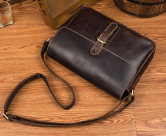 Cool Dark Coffee Leather 13 inches Postman Bag Messenger Bags Side Bag for Men - iwalletsmen