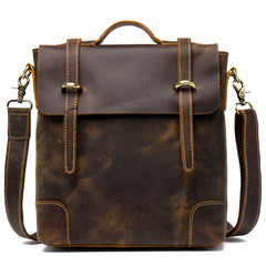 Vintage Brown Cool Leather 13 inches Vertical Briefcase Messenger Bags Side Bags for Men - iwalletsmen