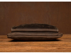 Dark Brown Cool Leather Small Vertical Side Bag Messenger Bags Courier Bag for Men - iwalletsmen