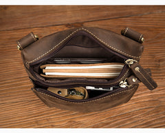 Dark Brown Cool Leather Small Vertical Side Bag Messenger Bags Courier Bag for Men - iwalletsmen