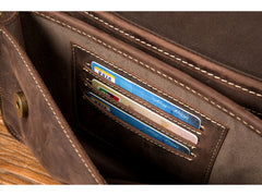 Cool Dark Brown Mens Leather 8inches Small Courier Bag Side Bags Messenger Bags for Men - iwalletsmen