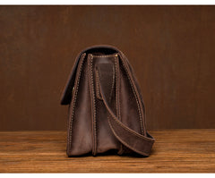Cool Dark Brown Mens Leather 8inches Small Courier Bag Side Bags Messenger Bags for Men - iwalletsmen