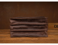Cool Dark Brown Mens Leather 8inches Small Courier Bag Side Bags Messenger Bags for Men - iwalletsmen