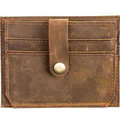 Dark Brown Cool Leather Mens Slim Front Pocket Wallet Small Wallets Card Wallet Card Wallet for Men - iwalletsmen