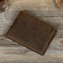 Cool Dark Brown Leather Mens Small Wallet Bifold Slim billfold Wallets for Men - iwalletsmen