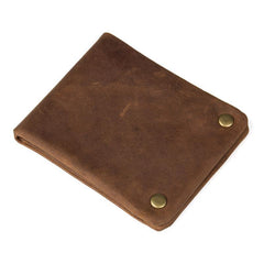 Dark Brown Cool Leather Mens Bifold Thin Front Pocket billfold Wallet Black Slim Small Wallet for Men - iwalletsmen