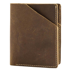Brown Cool Leather Mens Small Wallets Front Pocket Wallet Vintage Thin Bifold billfold Wallet for Men - iwalletsmen