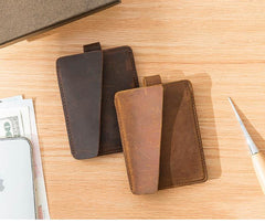 Brown Cool Leather Mens Card Holder Thin Front Pocket Wallet Vintage Slim Card Wallet for Men - iwalletsmen