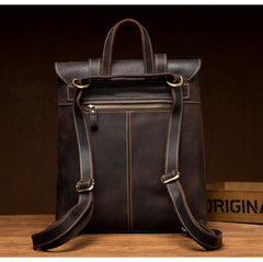 Dark Brown Fashion Mens Leather 13-inch Computer Backpack Brown Travel Backpacks School Backpacks for men - iwalletsmen