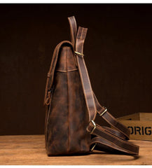 Dark Brown Fashion Mens Leather 13-inch Computer Backpack Brown Travel Backpacks School Backpacks for men - iwalletsmen