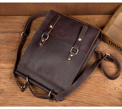 Cool Coffee Mens Leather 13inch Computer Backpack Fashion School Backpacks Satchel Backpack for men - iwalletsmen