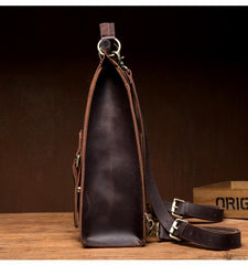 Cool Coffee Mens Leather 13inch Computer Backpack Fashion School Backpacks Satchel Backpack for men - iwalletsmen