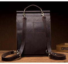 Cool Coffee Mens Leather 13inch Computer Backpack Fashion School Backpacks Satchel Backpack for men - iwalletsmen