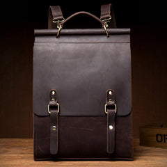 Cool Coffee Mens Leather 13inch Computer Backpack Fashion School Backpacks Satchel Backpack for men - iwalletsmen