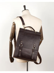 Cool Coffee Mens Leather 13inch Computer Backpack Fashion School Backpacks Satchel Backpack for men - iwalletsmen