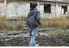 Dark Brown Fashion Mens Leather 13-inch Computer Backpacks Travel Backpacks Brown School Backpack for men - iwalletsmen