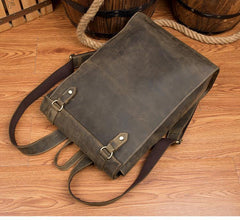 Fashion Brown Mens Leather 15-inch Black Computer Backpack Brown Travel Backpacks School Satchel Backpacks for men - iwalletsmen