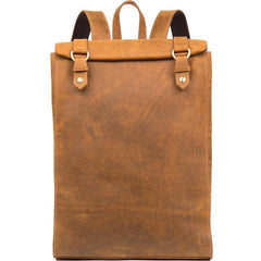 Fashion Brown Mens Leather 15-inch Black Computer Backpack Brown Travel Backpacks School Satchel Backpacks for men - iwalletsmen
