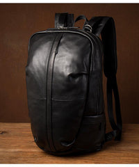 Fashion Brown Mens Leather 15-inch Computer Backpacks Black Travel Backpacks School Backpack for men - iwalletsmen