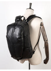 Fashion Brown Mens Leather 15-inch Computer Backpacks Black Travel Backpacks School Backpack for men - iwalletsmen