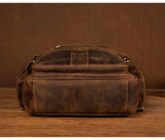 Dark Brown Mens Leather 15-inch Computer Backpacks Fashion Travel Backpacks School Backpacks for men - iwalletsmen