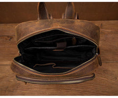 Dark Brown Mens Leather 15-inch Computer Backpacks Fashion Travel Backpacks School Backpacks for men - iwalletsmen
