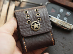 Dark Brown Handmade Leather Mens Black Car Key Holder Car Key Case with Belt Loop For Men - iwalletsmen