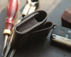 Dark Brown Handmade Leather Mens Black Car Key Holder Car Key Case with Belt Loop For Men - iwalletsmen