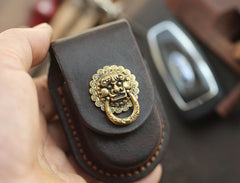 Dark Brown Handmade Genuine Leather Mens Car Key Case Car Key Holder For Men - iwalletsmen