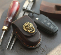 Dark Brown Handmade Genuine Leather Mens Car Key Case Car Key Holder For Men - iwalletsmen