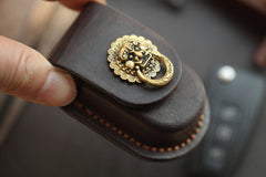 Dark Brown Handmade Genuine Leather Mens Car Key Case Car Key Holder For Men - iwalletsmen
